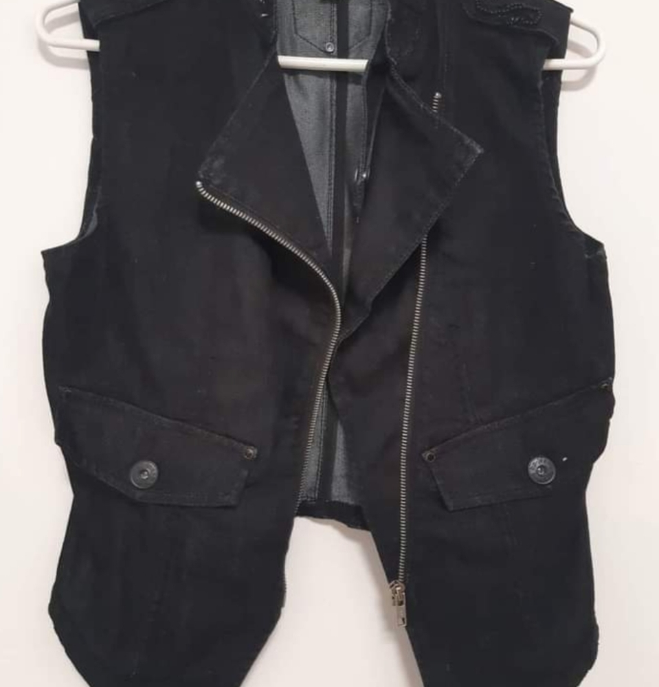 Deep navy bead detail jean vest